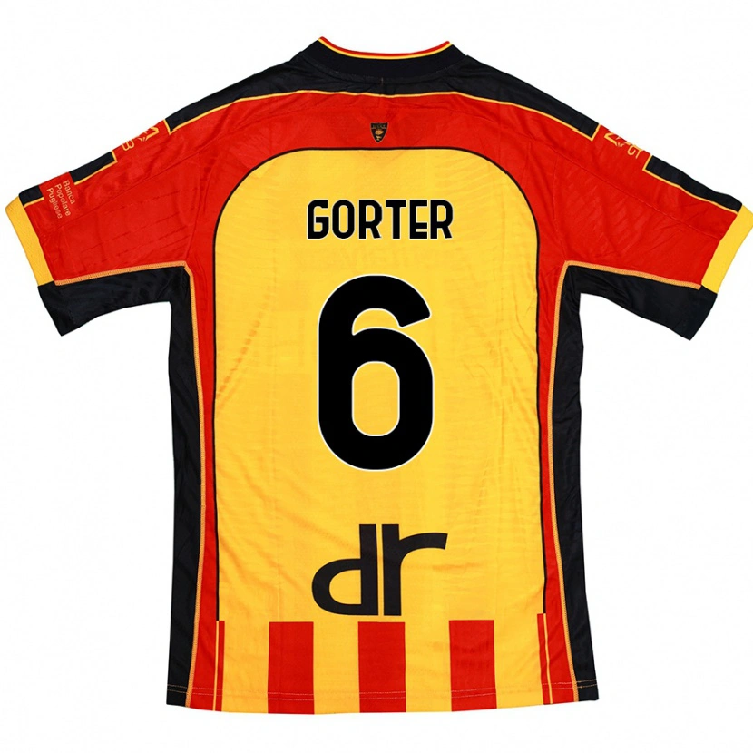 Danxen Kinderen Olaf Gorter #6 Geel Rood Thuisshirt Thuistenue 2024/25 T-Shirt