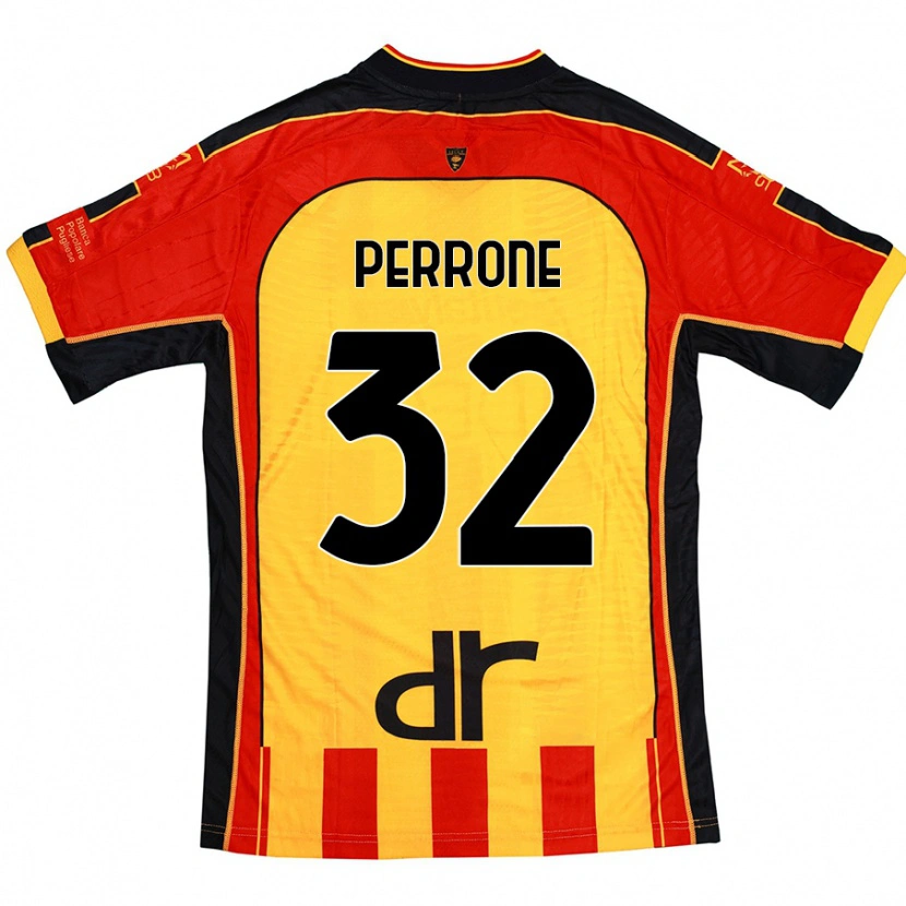 Danxen Kinderen Samuele Perrone #32 Geel Rood Thuisshirt Thuistenue 2024/25 T-Shirt