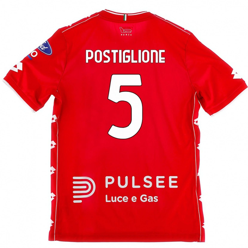 Danxen Kinderen Nicolò Postiglione #5 Rood Wit Thuisshirt Thuistenue 2024/25 T-Shirt