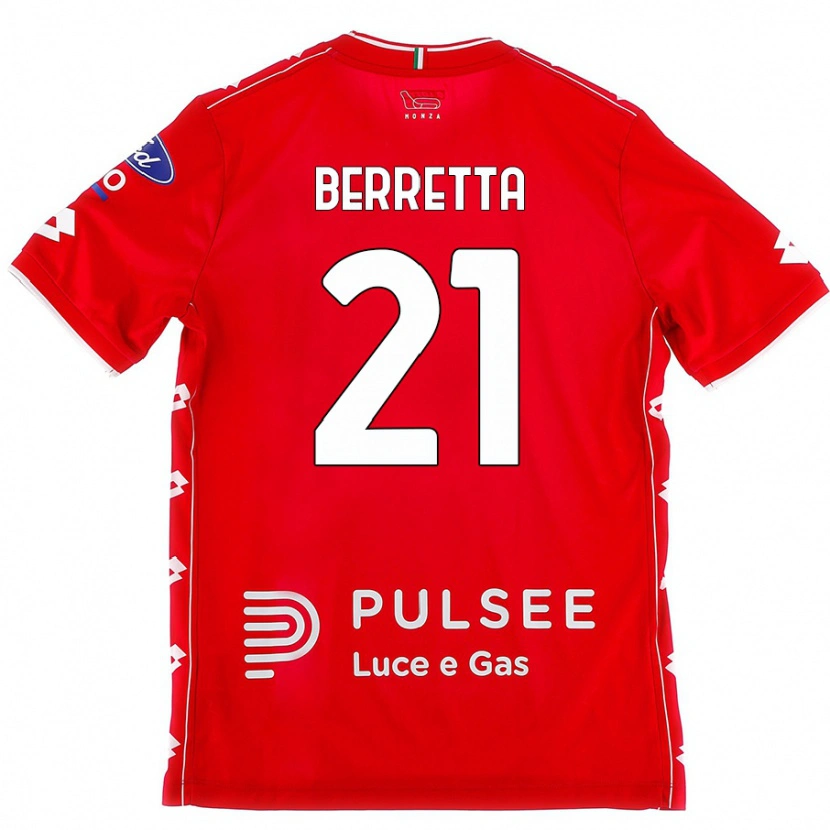 Danxen Kinderen Alessandro Berretta #21 Rood Wit Thuisshirt Thuistenue 2024/25 T-Shirt