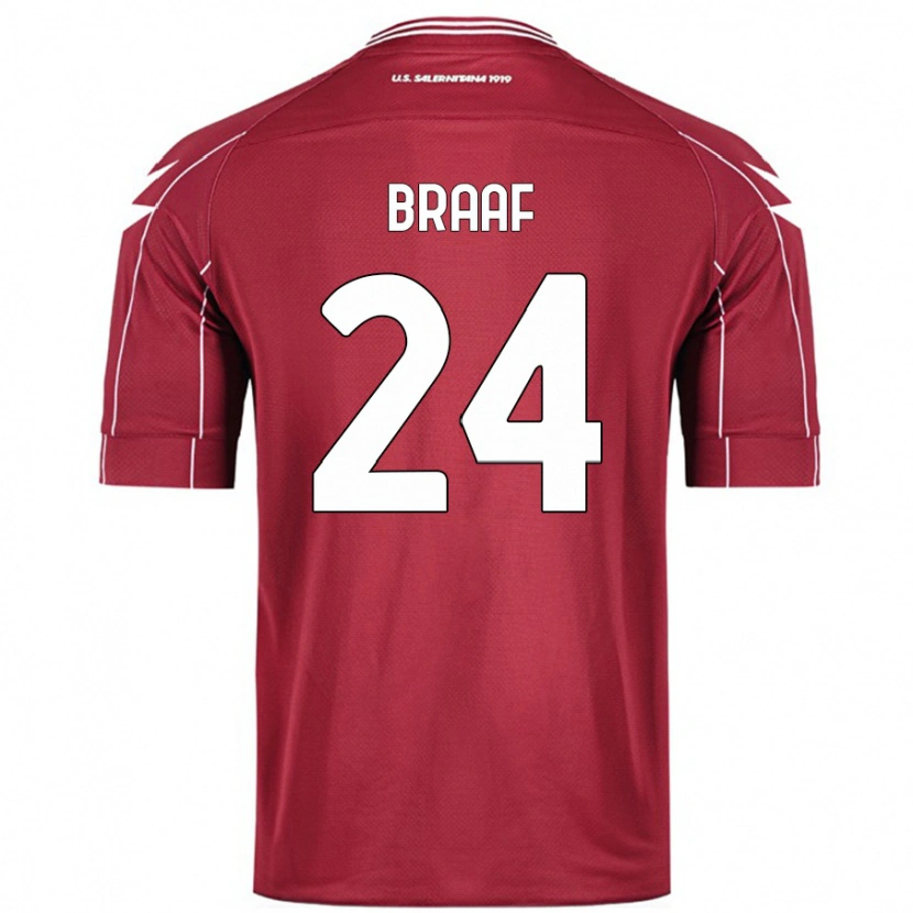 Danxen Kinderen Jayden Braaf #24 Bordeauxrood Thuisshirt Thuistenue 2024/25 T-Shirt