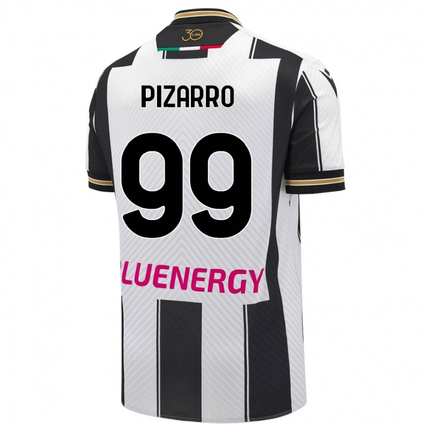 Danxen Kinderen Damián Pizarro #99 Wit Zwart Thuisshirt Thuistenue 2024/25 T-Shirt