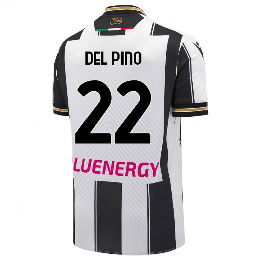 Danxen Kinderen Lorenzo Del Pino #22 Wit Zwart Thuisshirt Thuistenue 2024/25 T-Shirt