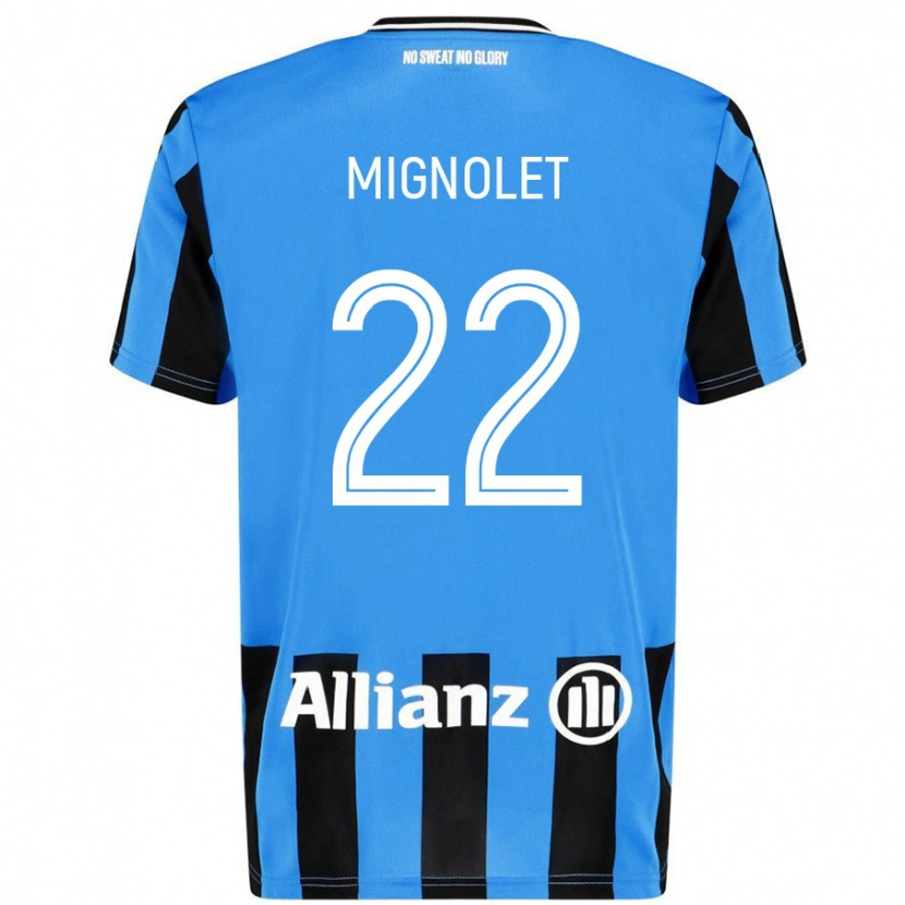 Danxen Kinderen Simon Mignolet #22 Hemelsblauw Zwart Thuisshirt Thuistenue 2024/25 T-Shirt