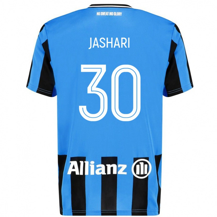 Danxen Kinderen Ardon Jashari #30 Hemelsblauw Zwart Thuisshirt Thuistenue 2024/25 T-Shirt