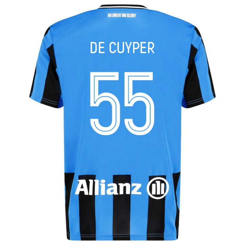 Danxen Kinderen Maxim De Cuyper #55 Hemelsblauw Zwart Thuisshirt Thuistenue 2024/25 T-Shirt