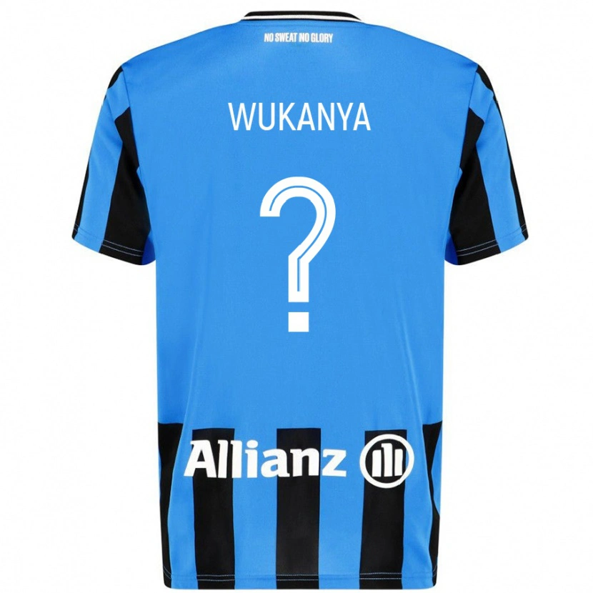 Danxen Kinderen Stéphane Wukanya #0 Hemelsblauw Zwart Thuisshirt Thuistenue 2024/25 T-Shirt