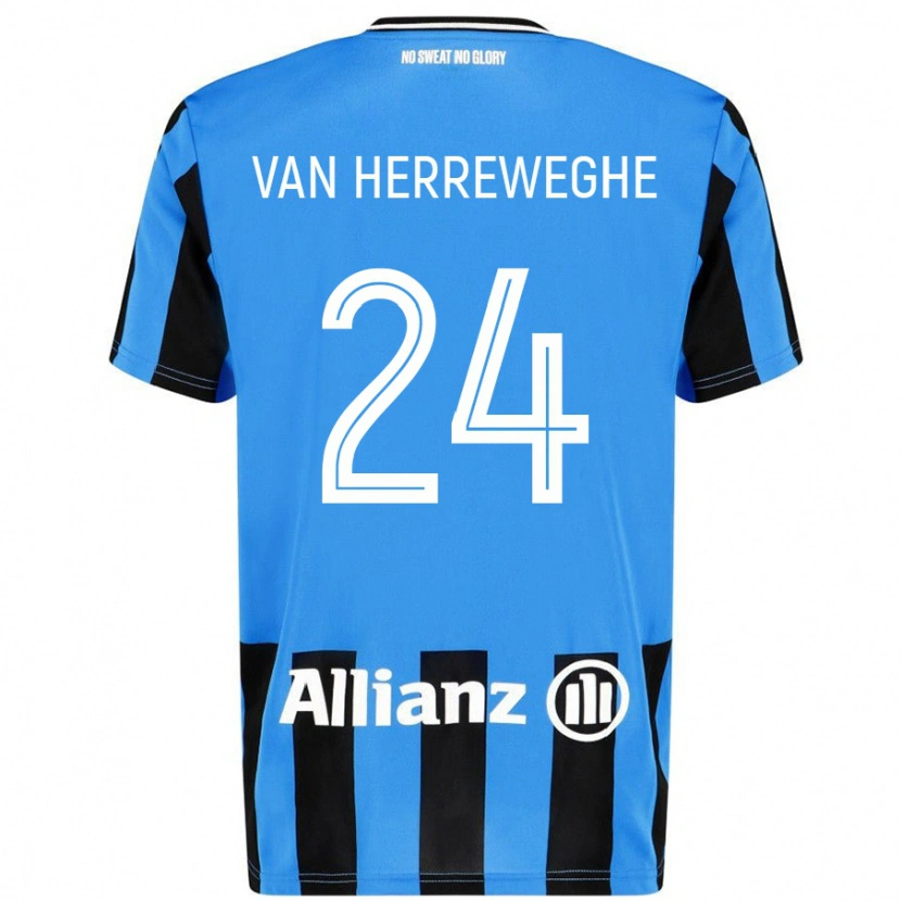 Danxen Kinderen Febe Van Herreweghe #24 Hemelsblauw Zwart Thuisshirt Thuistenue 2024/25 T-Shirt