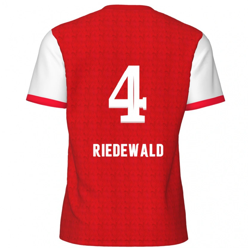 Danxen Kinderen Jairo Riedewald #4 Rood Wit Thuisshirt Thuistenue 2024/25 T-Shirt