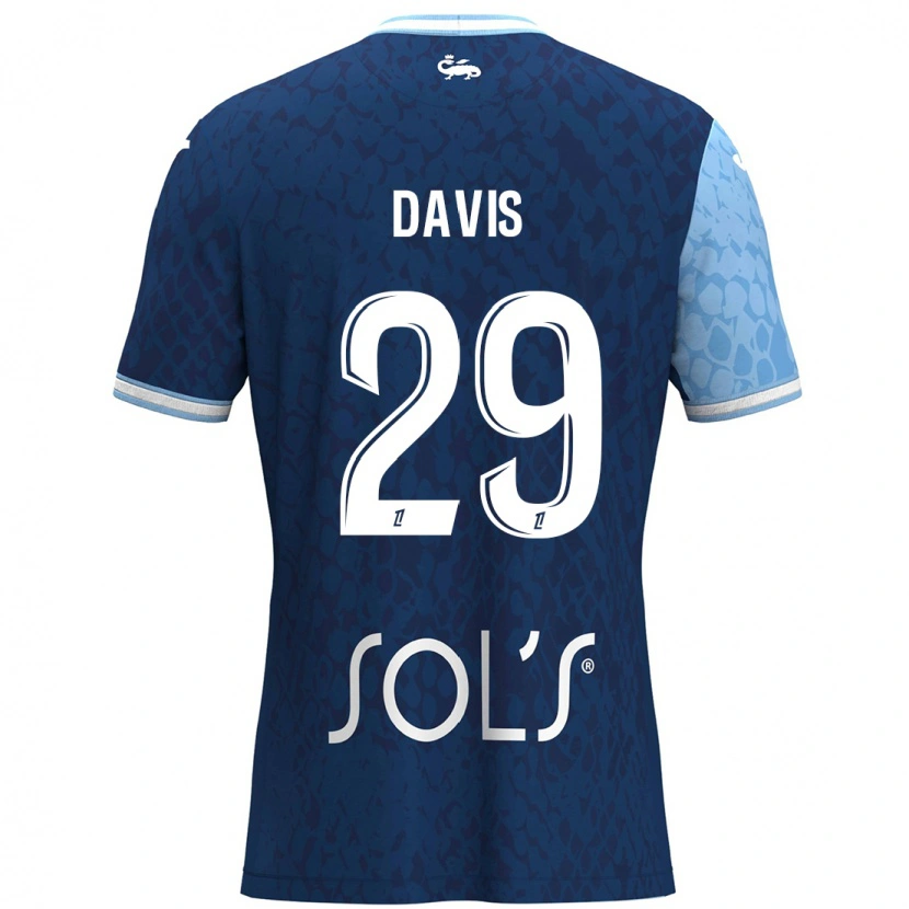 Danxen Kinderen Deja Davis #29 Hemelsblauw Donkerblauw Thuisshirt Thuistenue 2024/25 T-Shirt