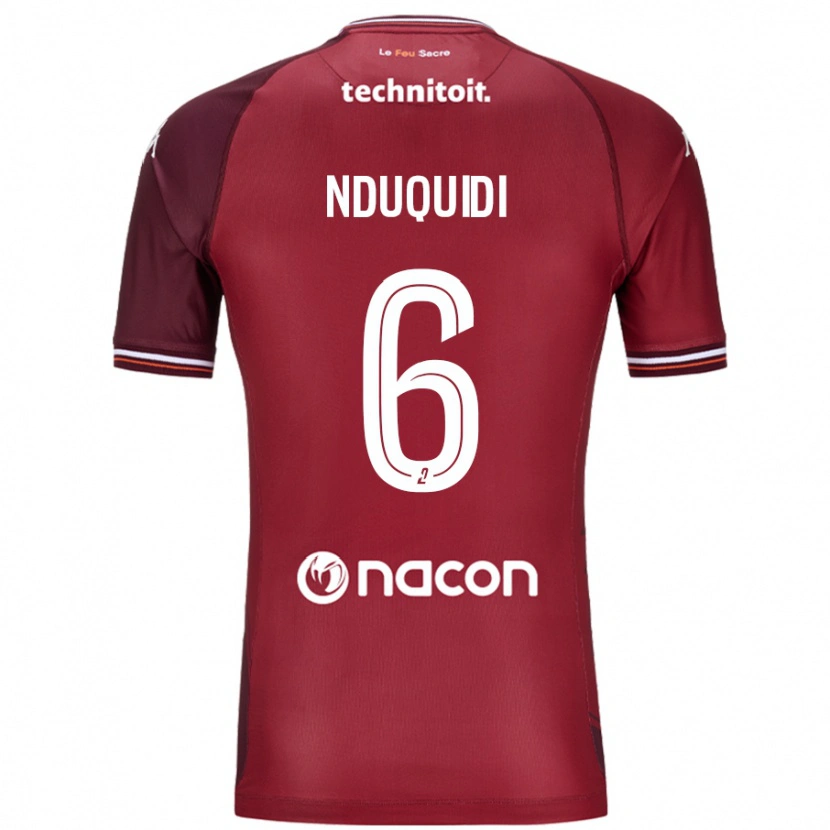 Danxen Kinderen Joseph Nduquidi #6 Rood Granata Thuisshirt Thuistenue 2024/25 T-Shirt