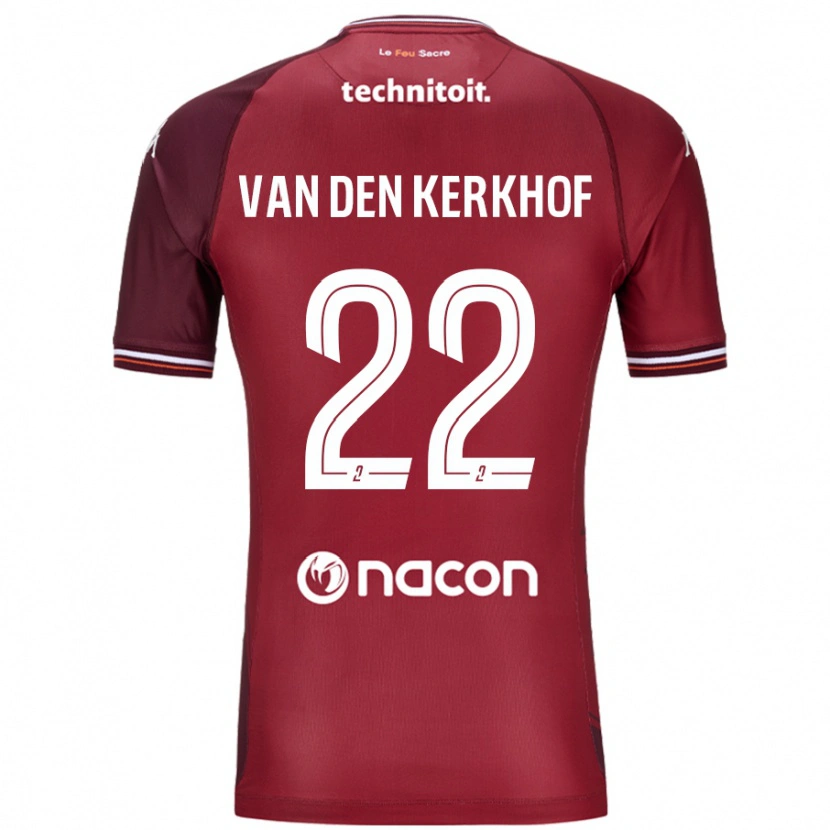 Danxen Kinderen Kevin Van Den Kerkhof #22 Rood Granata Thuisshirt Thuistenue 2024/25 T-Shirt