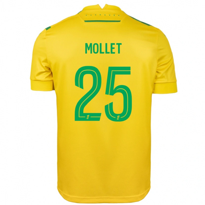 Danxen Kinderen Florent Mollet #25 Geel Groen Thuisshirt Thuistenue 2024/25 T-Shirt