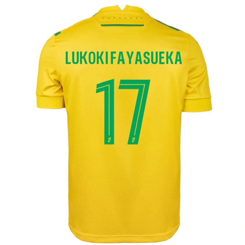 Danxen Kinderen Kévin Lukoki Fayasueka #17 Geel Groen Thuisshirt Thuistenue 2024/25 T-Shirt