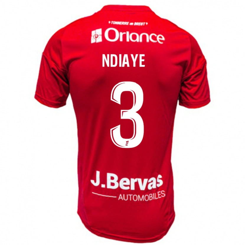 Danxen Kinderen Abdoulaye Ndiaye #3 Rood Wit Thuisshirt Thuistenue 2024/25 T-Shirt