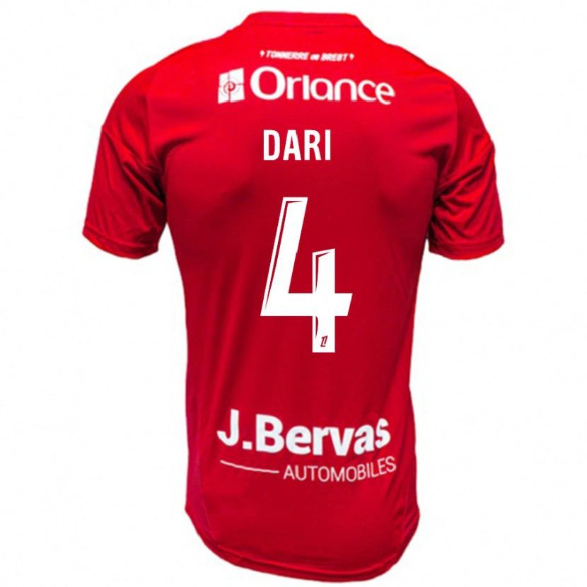 Danxen Kinderen Achraf Dari #4 Rood Wit Thuisshirt Thuistenue 2024/25 T-Shirt