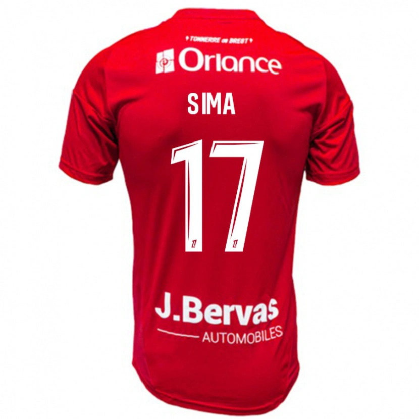 Danxen Kinderen Abdallah Sima #17 Rood Wit Thuisshirt Thuistenue 2024/25 T-Shirt