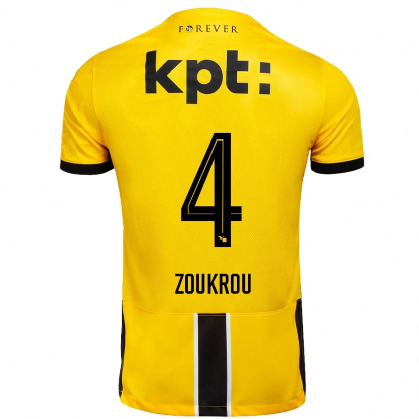 Danxen Kinderen Tanguy Zoukrou #4 Geel Zwart Thuisshirt Thuistenue 2024/25 T-Shirt