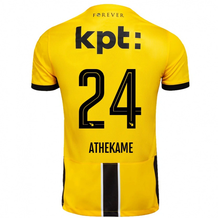 Danxen Kinderen Zachary Athekame #24 Geel Zwart Thuisshirt Thuistenue 2024/25 T-Shirt