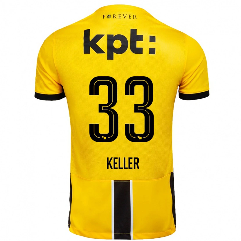 Danxen Kinderen Marvin Keller #33 Geel Zwart Thuisshirt Thuistenue 2024/25 T-Shirt