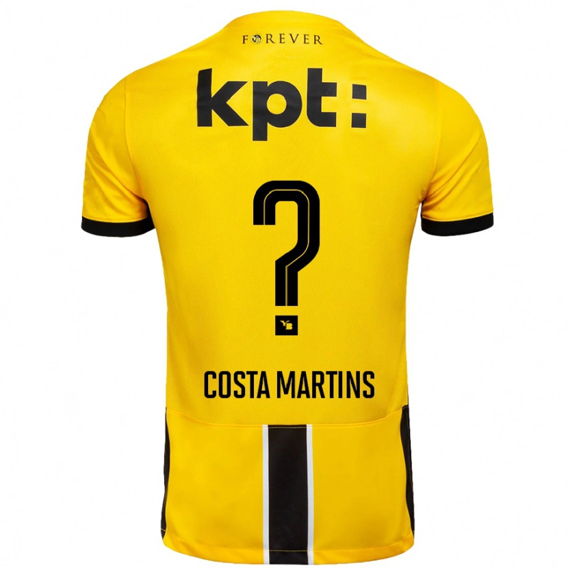 Danxen Kinderen Yvann Costa Martins #0 Geel Zwart Thuisshirt Thuistenue 2024/25 T-Shirt