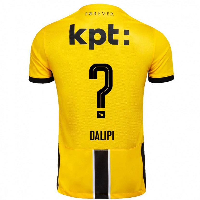 Danxen Kinderen Lutfi Dalipi #0 Geel Zwart Thuisshirt Thuistenue 2024/25 T-Shirt