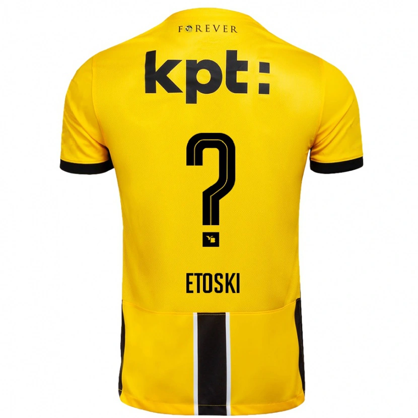 Danxen Kinderen Edin Etoski #0 Geel Zwart Thuisshirt Thuistenue 2024/25 T-Shirt