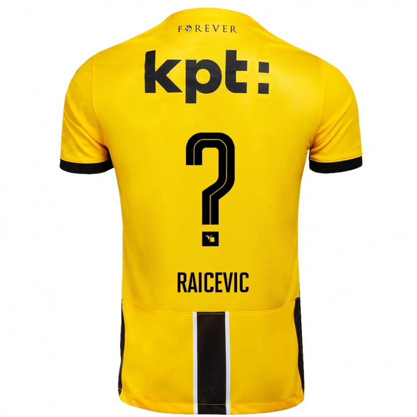 Danxen Kinderen Stevan Raicevic #0 Geel Zwart Thuisshirt Thuistenue 2024/25 T-Shirt