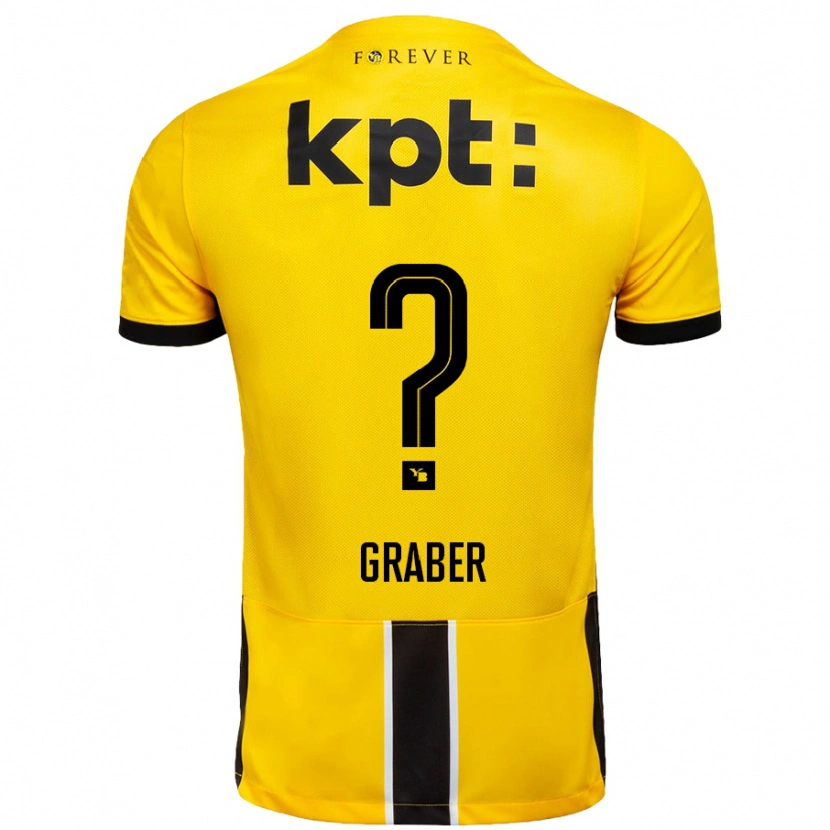 Danxen Kinderen Simon Graber #0 Geel Zwart Thuisshirt Thuistenue 2024/25 T-Shirt