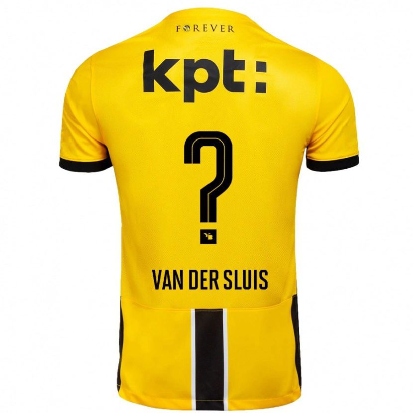 Danxen Kinderen Gennaro Van Der Sluis #0 Geel Zwart Thuisshirt Thuistenue 2024/25 T-Shirt