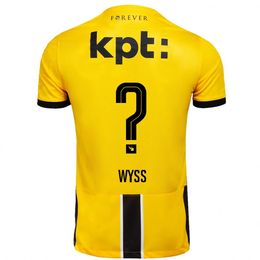 Danxen Kinderen Ryan Wyss #0 Geel Zwart Thuisshirt Thuistenue 2024/25 T-Shirt