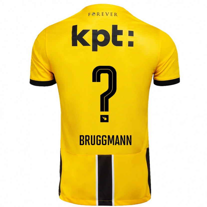 Danxen Kinderen Lino Bruggmann #0 Geel Zwart Thuisshirt Thuistenue 2024/25 T-Shirt