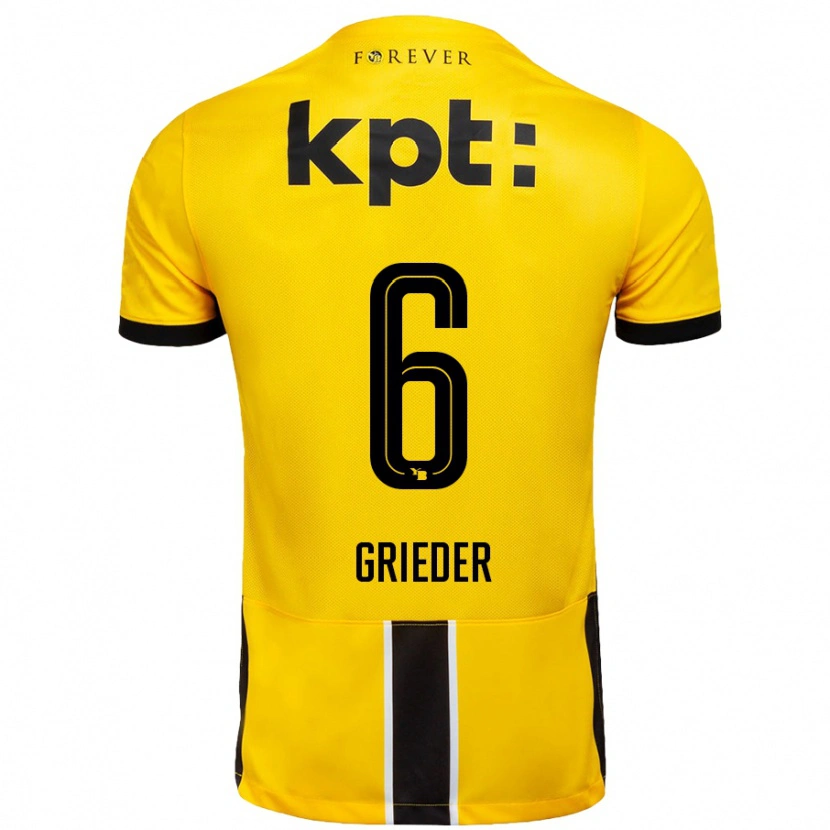 Danxen Kinderen Lionel Grieder #6 Geel Zwart Thuisshirt Thuistenue 2024/25 T-Shirt