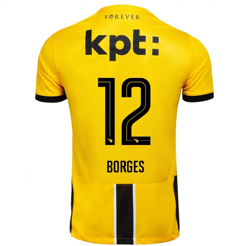 Danxen Kinderen David Borges #12 Geel Zwart Thuisshirt Thuistenue 2024/25 T-Shirt