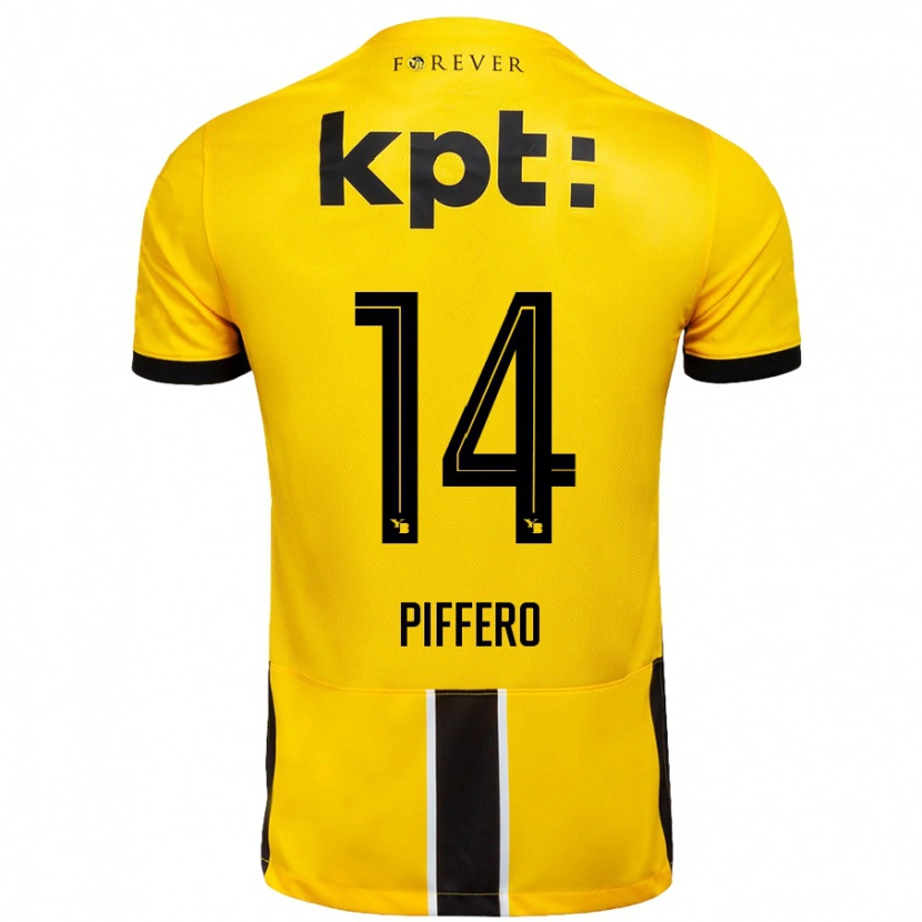 Danxen Kinderen David Piffero #14 Geel Zwart Thuisshirt Thuistenue 2024/25 T-Shirt