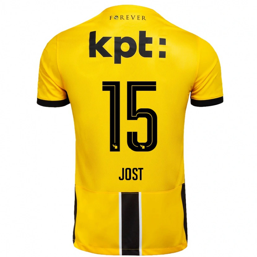 Danxen Kinderen Tristan Jost #15 Geel Zwart Thuisshirt Thuistenue 2024/25 T-Shirt