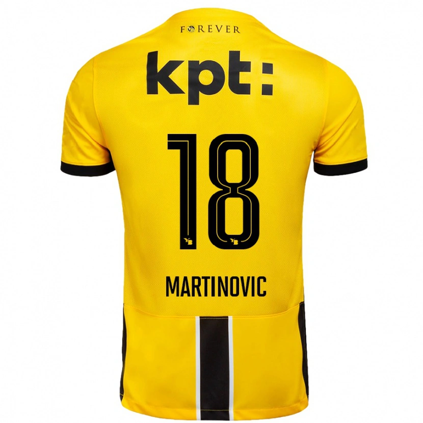 Danxen Kinderen Denis Martinovic #18 Geel Zwart Thuisshirt Thuistenue 2024/25 T-Shirt