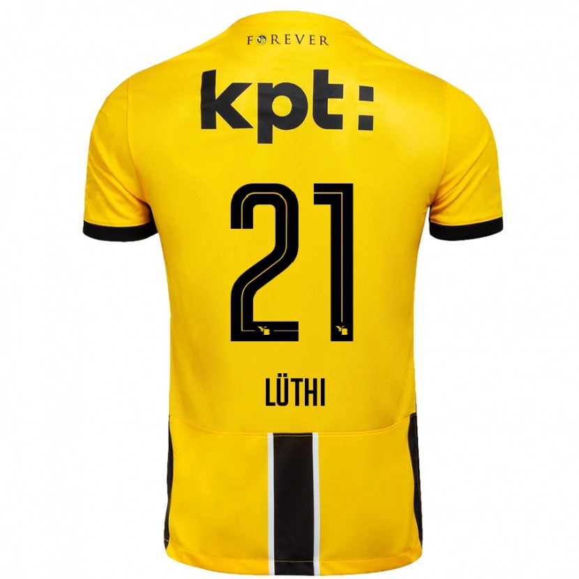 Danxen Kinderen Janis Lüthi #21 Geel Zwart Thuisshirt Thuistenue 2024/25 T-Shirt