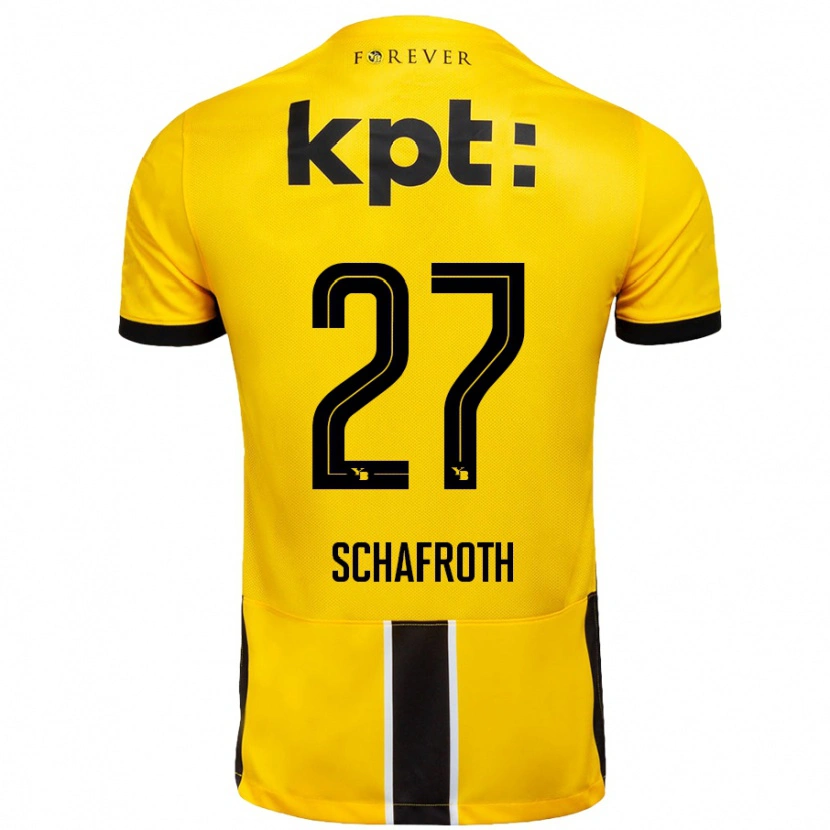 Danxen Kinderen Reto Schafroth #27 Geel Zwart Thuisshirt Thuistenue 2024/25 T-Shirt