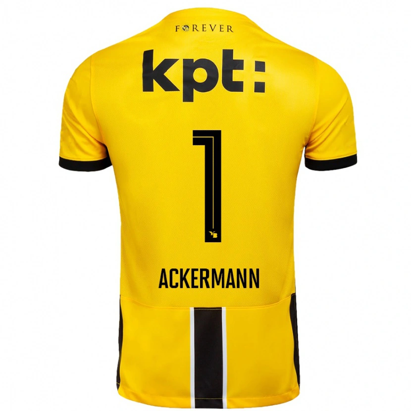 Danxen Kinderen Jara Ackermann #1 Geel Zwart Thuisshirt Thuistenue 2024/25 T-Shirt