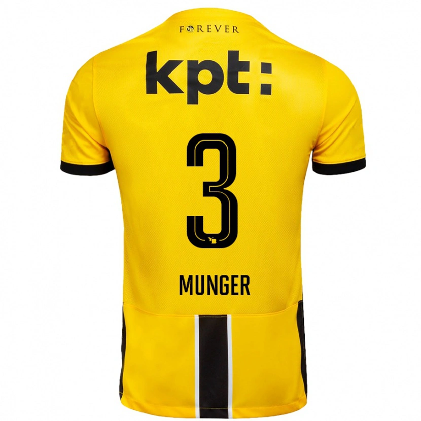 Danxen Kinderen Noa Münger #3 Geel Zwart Thuisshirt Thuistenue 2024/25 T-Shirt