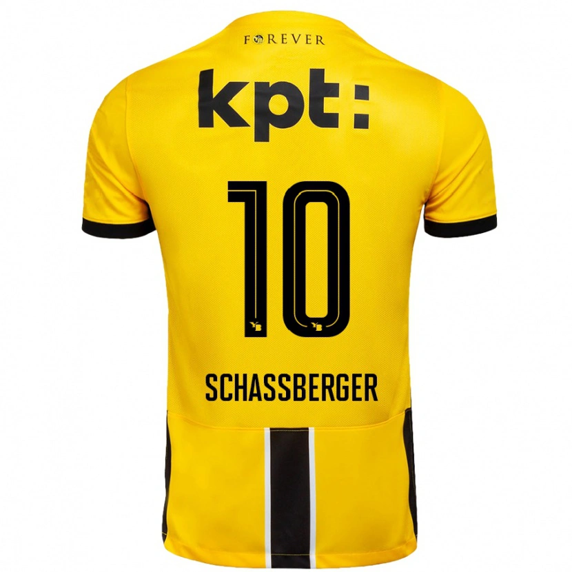 Danxen Kinderen Julia Schassberger #10 Geel Zwart Thuisshirt Thuistenue 2024/25 T-Shirt