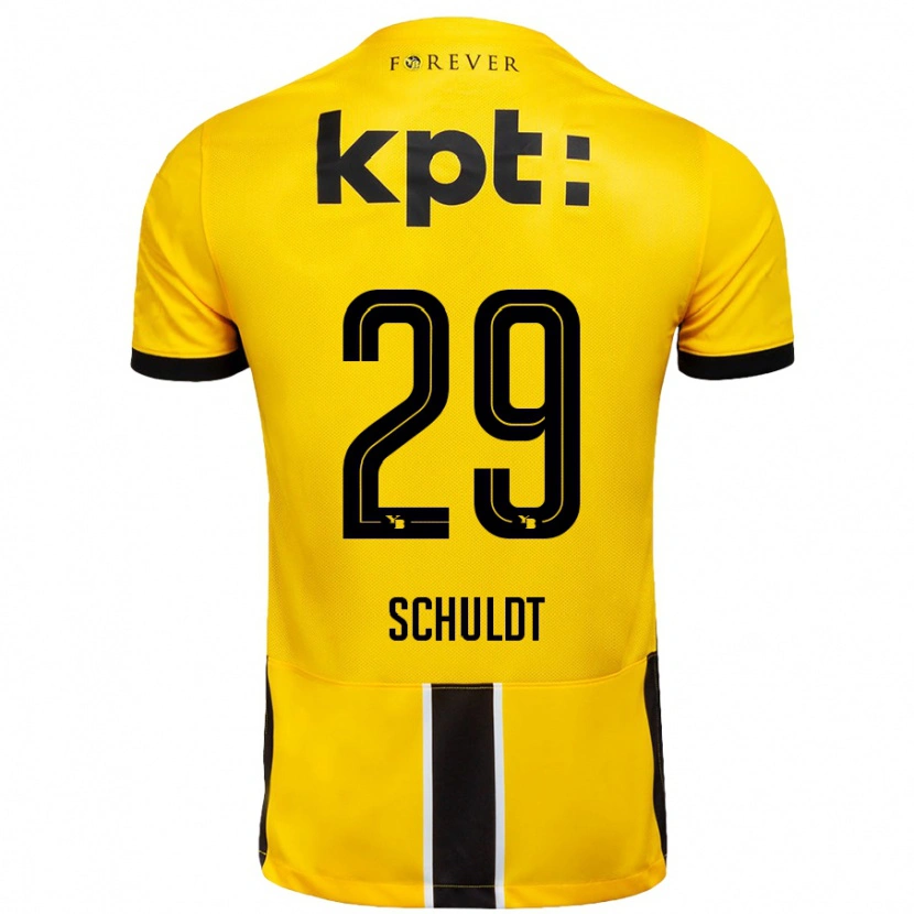 Danxen Kinderen Inga Schuldt #29 Geel Zwart Thuisshirt Thuistenue 2024/25 T-Shirt