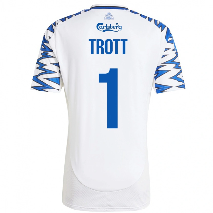 Danxen Kinderen Nathan Trott #1 Wit Hemelsblauw Thuisshirt Thuistenue 2024/25 T-Shirt