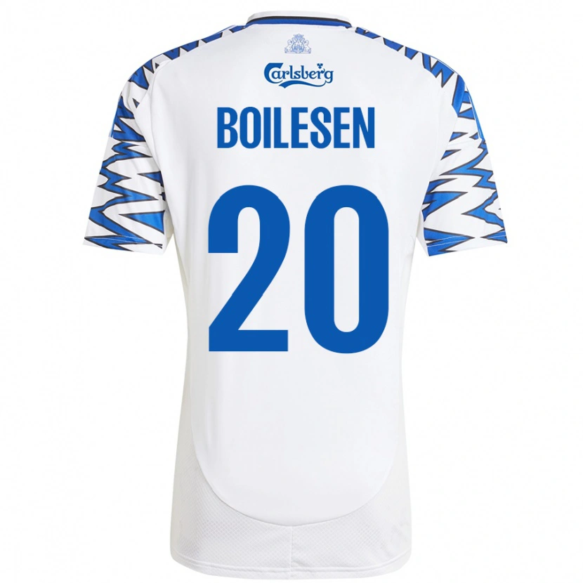 Danxen Kinderen Nicolai Boilesen #20 Wit Hemelsblauw Thuisshirt Thuistenue 2024/25 T-Shirt