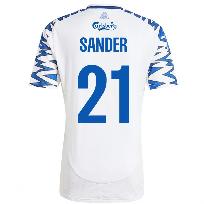 Danxen Kinderen Theo Sander #21 Wit Hemelsblauw Thuisshirt Thuistenue 2024/25 T-Shirt