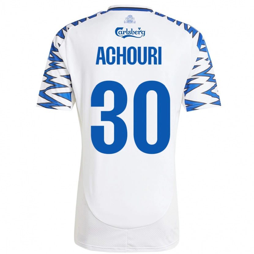 Danxen Kinderen Elias Achouri #30 Wit Hemelsblauw Thuisshirt Thuistenue 2024/25 T-Shirt