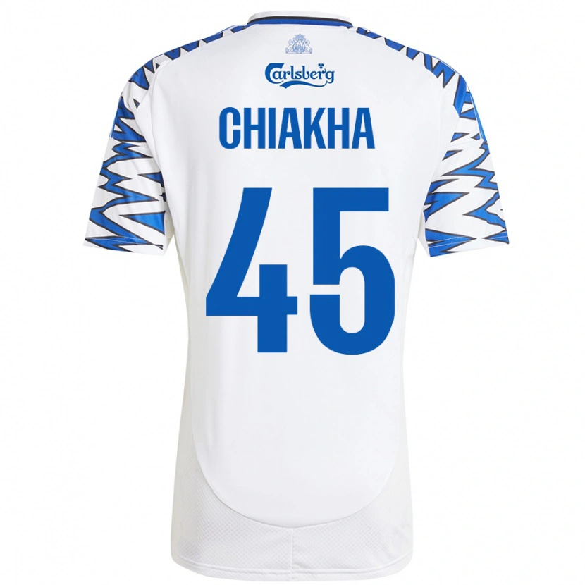 Danxen Kinderen Amin Chiakha #45 Wit Hemelsblauw Thuisshirt Thuistenue 2024/25 T-Shirt