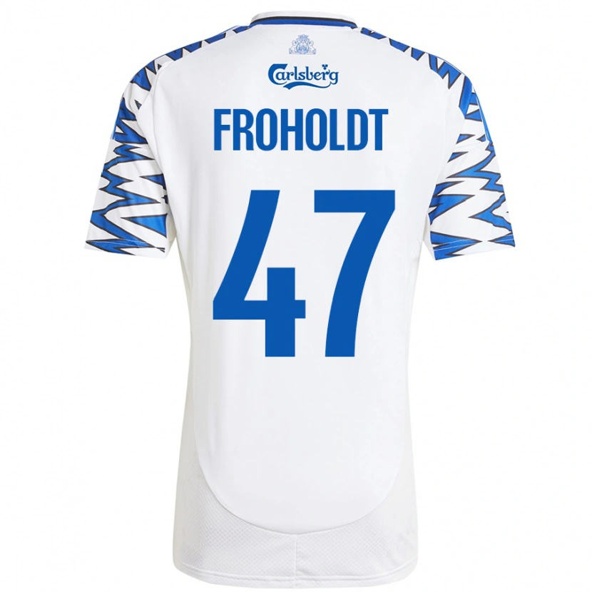 Danxen Kinderen Victor Froholdt #47 Wit Hemelsblauw Thuisshirt Thuistenue 2024/25 T-Shirt