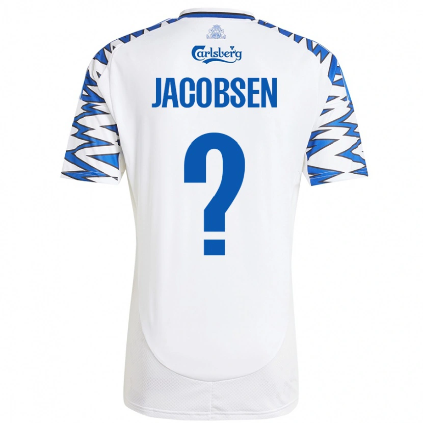 Danxen Kinderen Holger Jacobsen #0 Wit Hemelsblauw Thuisshirt Thuistenue 2024/25 T-Shirt